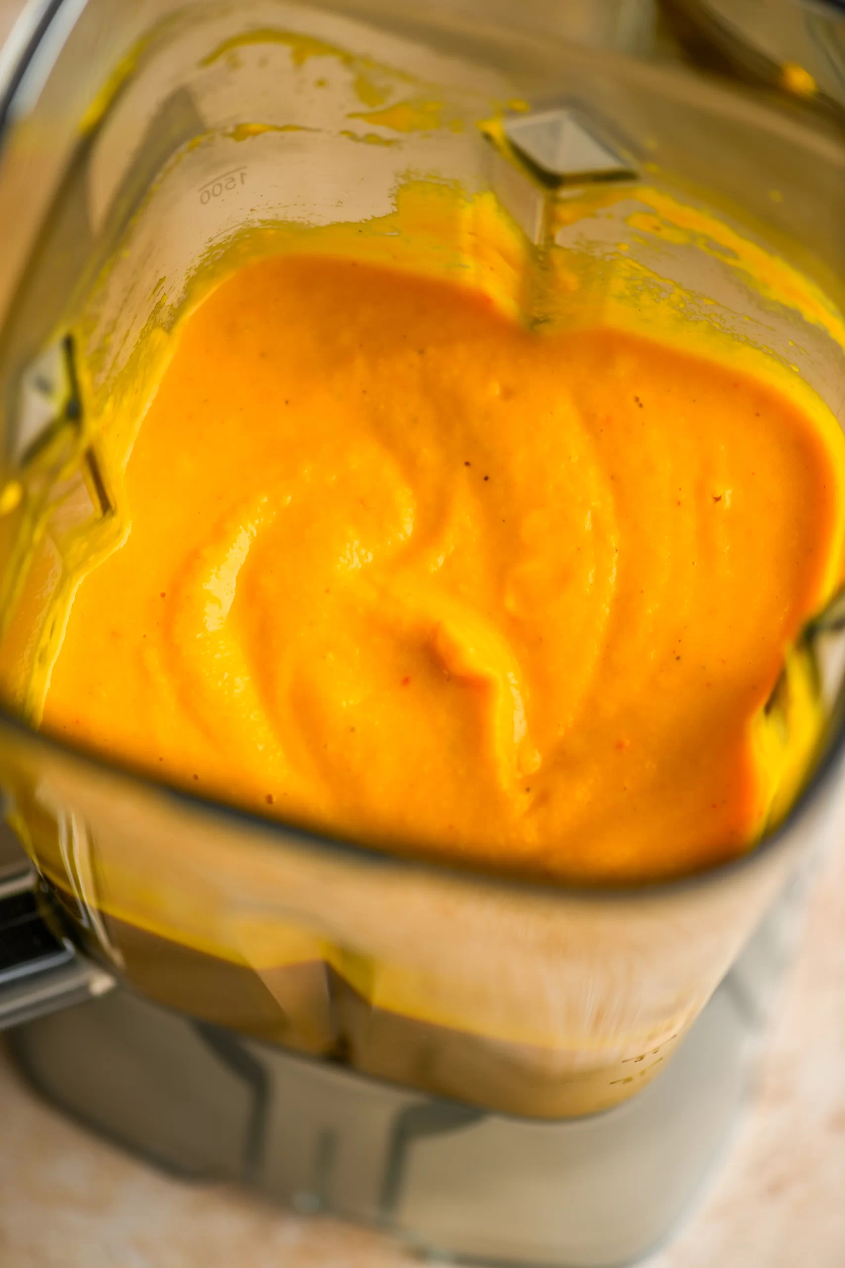 blended soup in blender