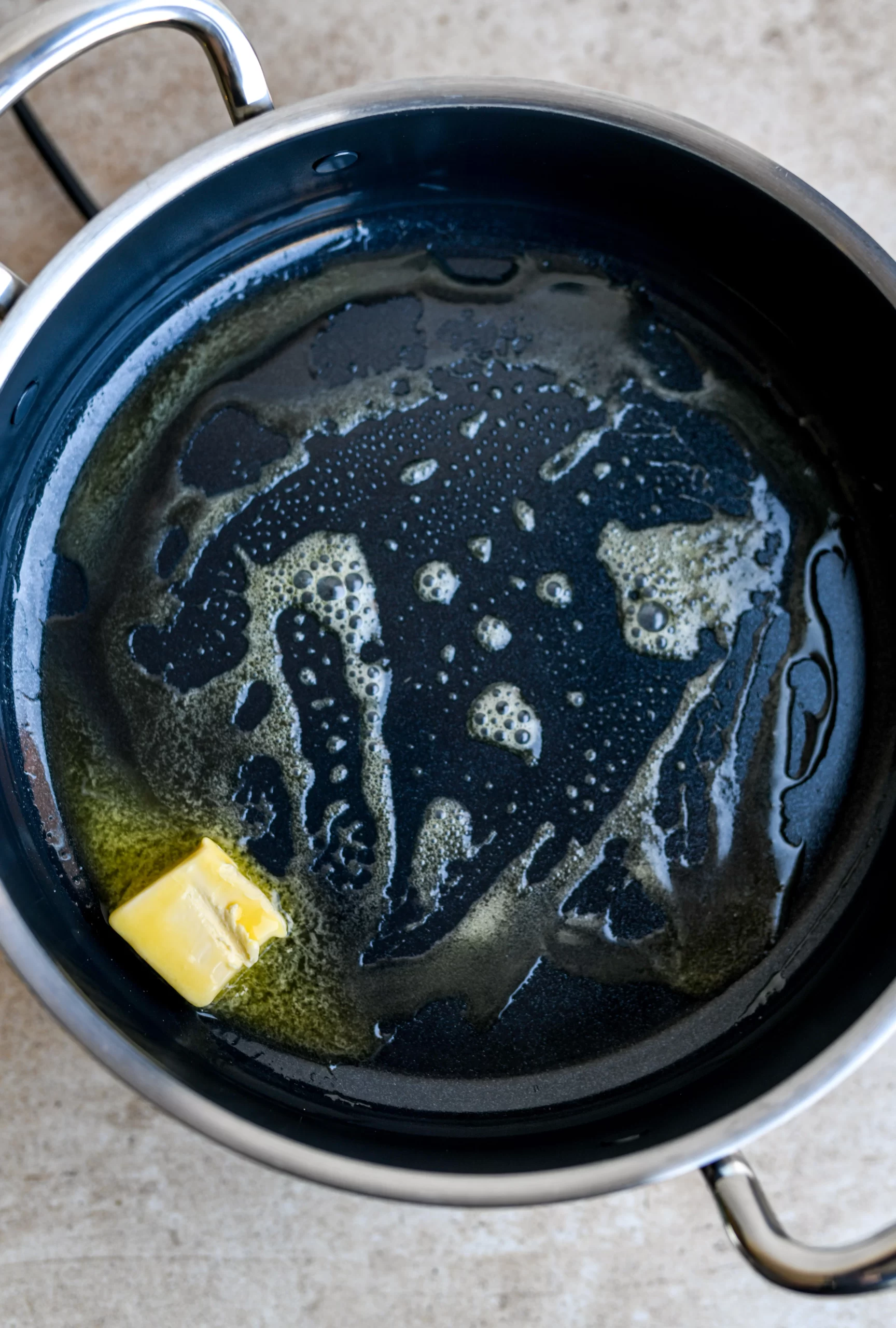 vegan butter melting in pot