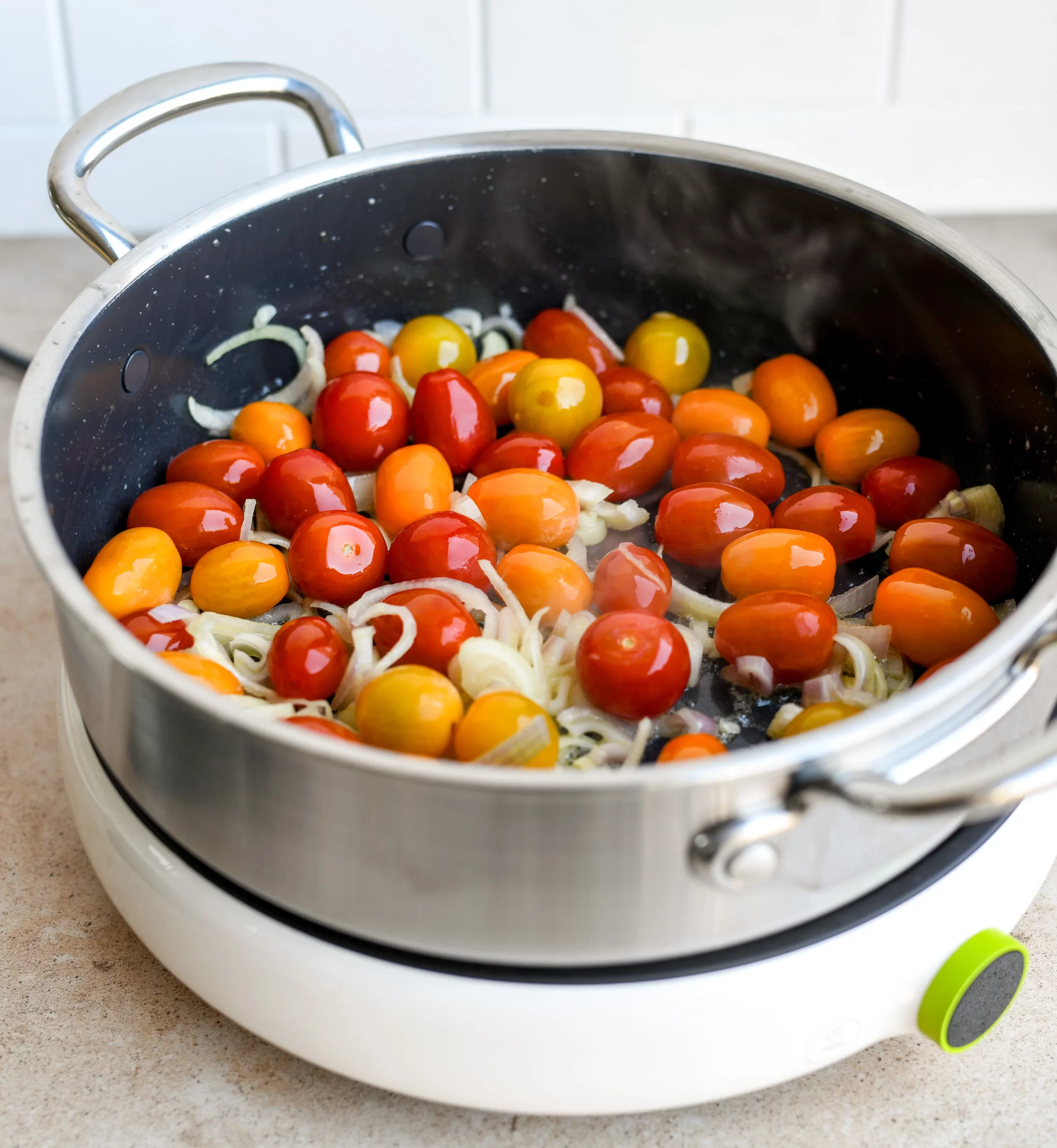 grape tomatoes in pot