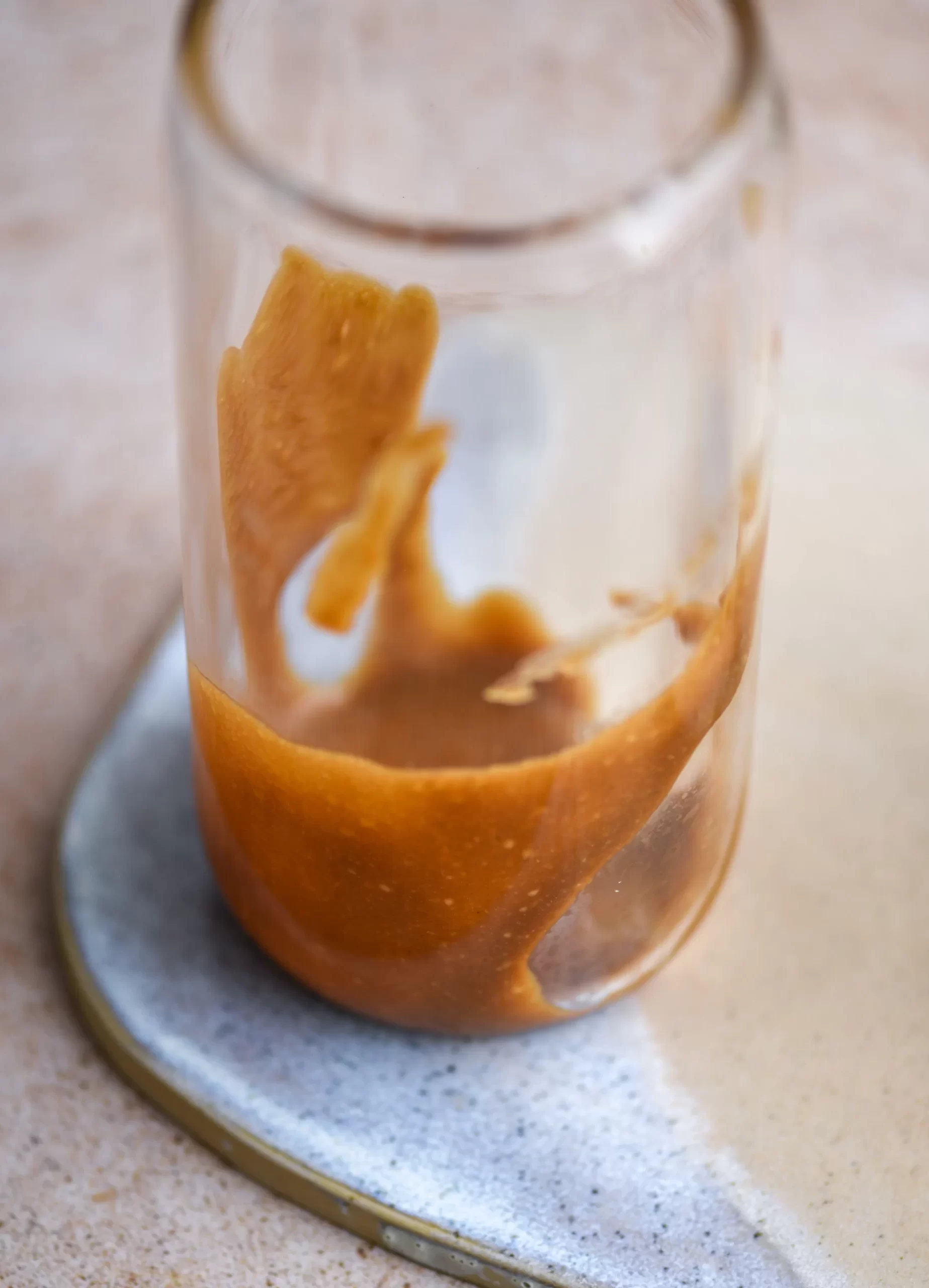 tahini caramel in glass