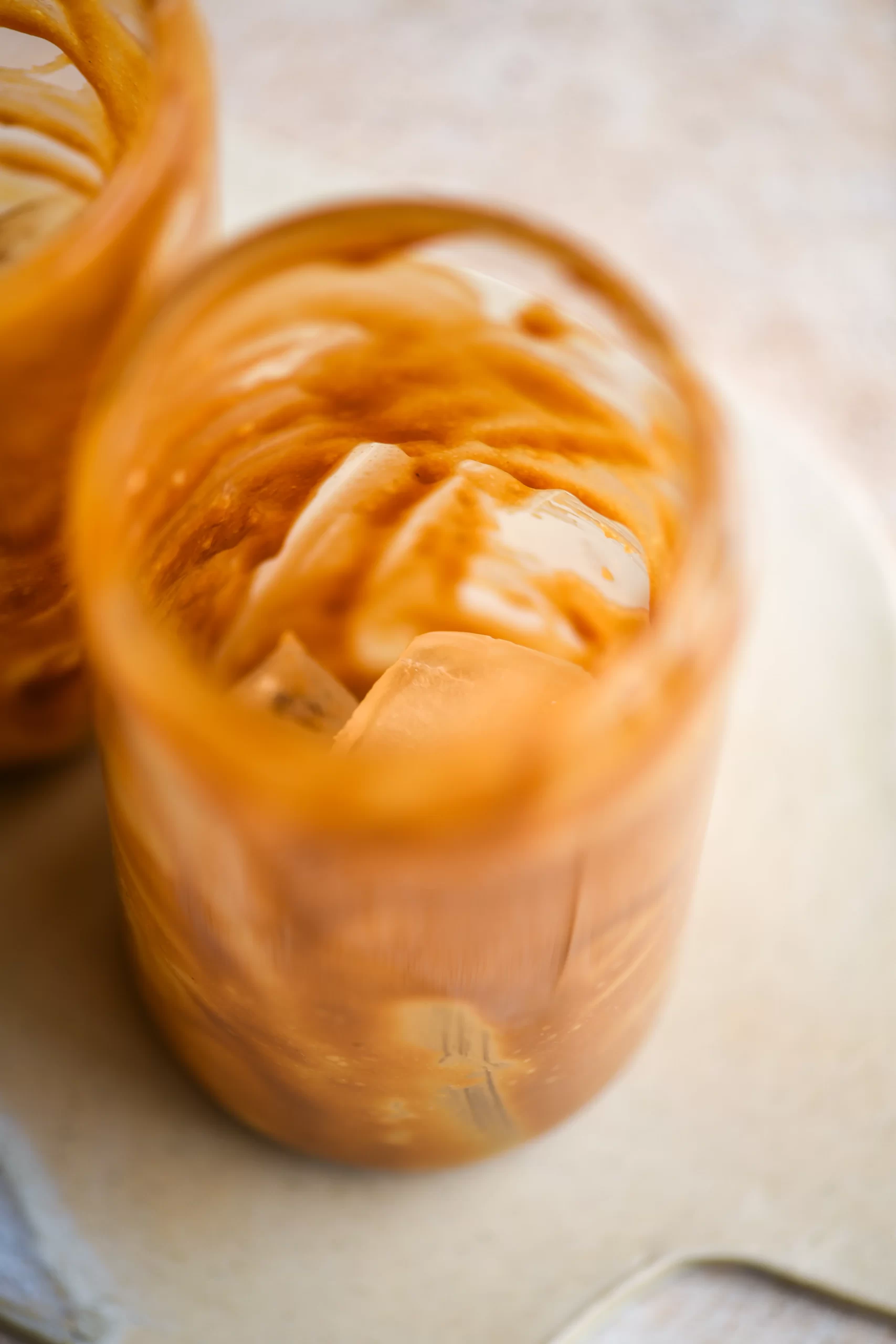 tahini caramel in glass